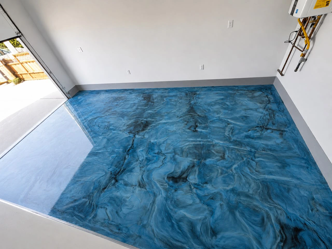 Completed metallic epoxy garage floor