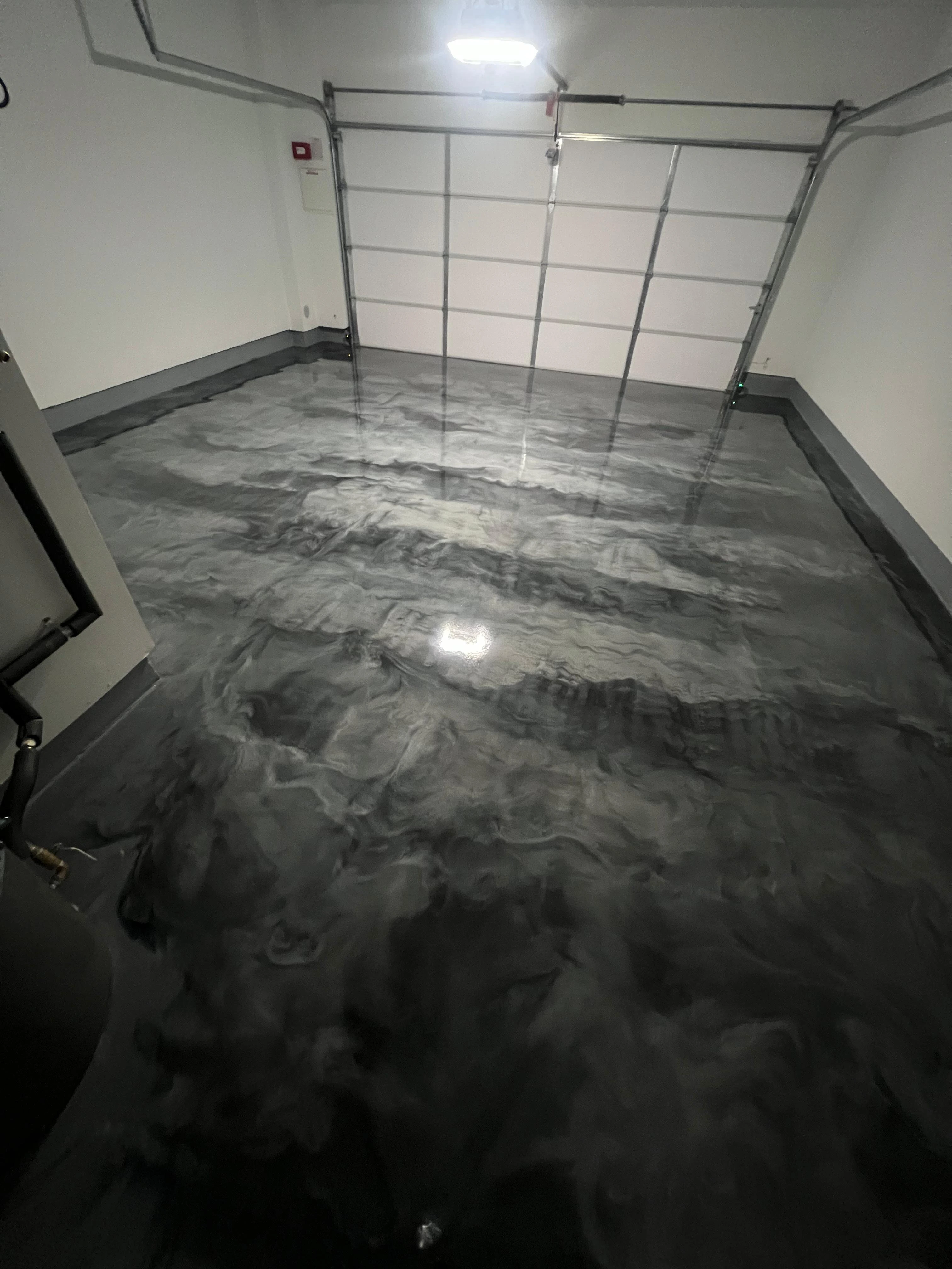 Finished metallic epoxy garage floor